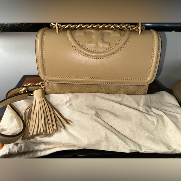 Tory Burch Small Fleming in Desert Dune Tan - Picture 1 of 11